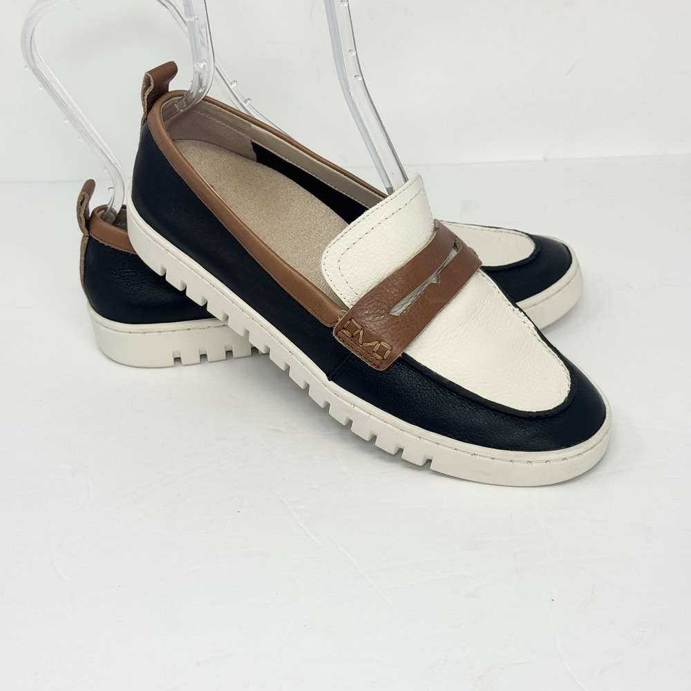 Vionic Uptown Loafers Colorblock Leather Black Multi Womens 10 Preppy Packable